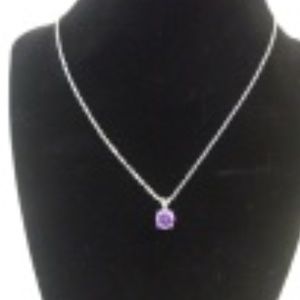 18kt white gold filled necklace with purple CZ